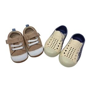 See Kai Run Stevie Tan Canvas & Native Jefferson Bloom Blue Marble Toddler 5 & 6